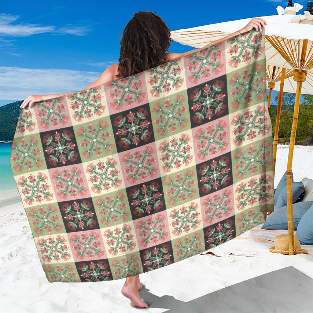 Seamless Pattern Pikake Lei Sarong Floral Squares Pikake LT9 One Size 44 x 66 inches Pink - Polynesian Pride