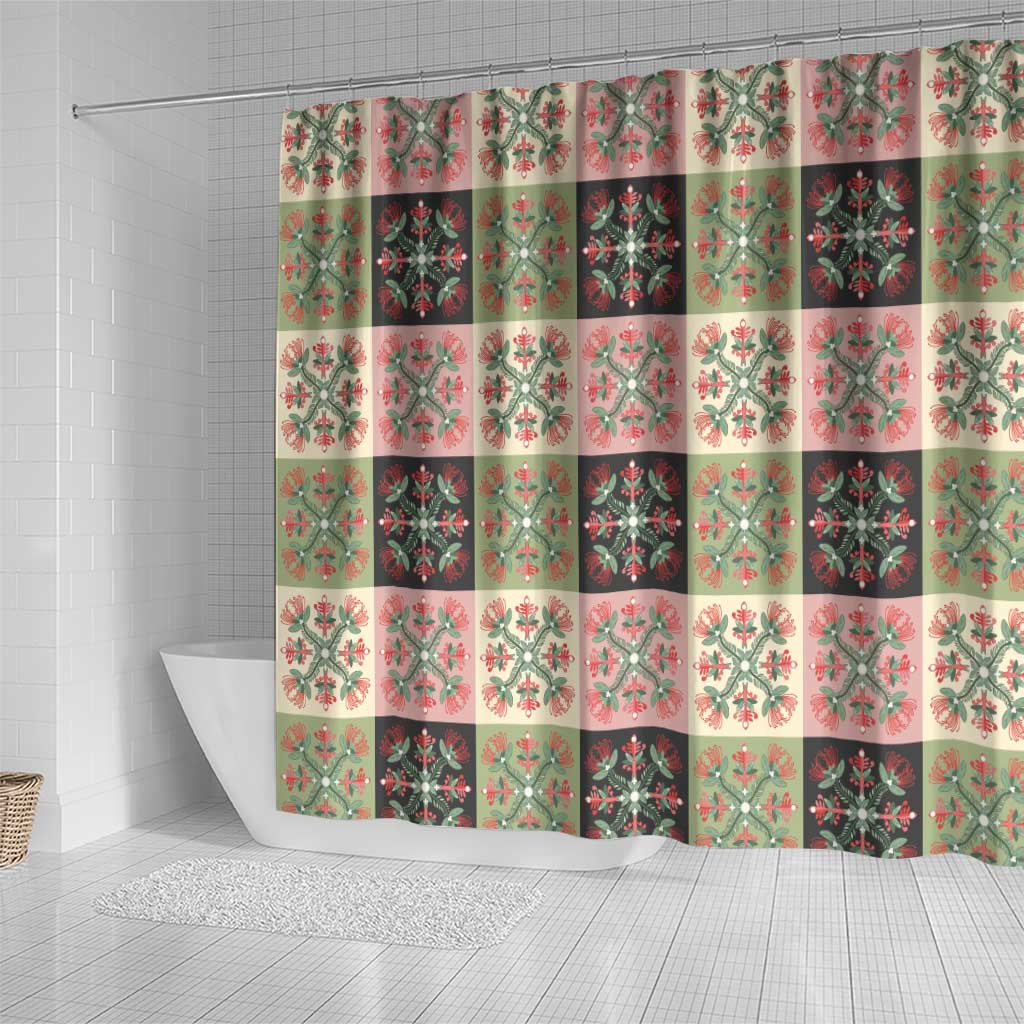 Seamless Pattern Pikake Lei Shower Curtain Floral Squares Pikake LT9 - Polynesian Pride