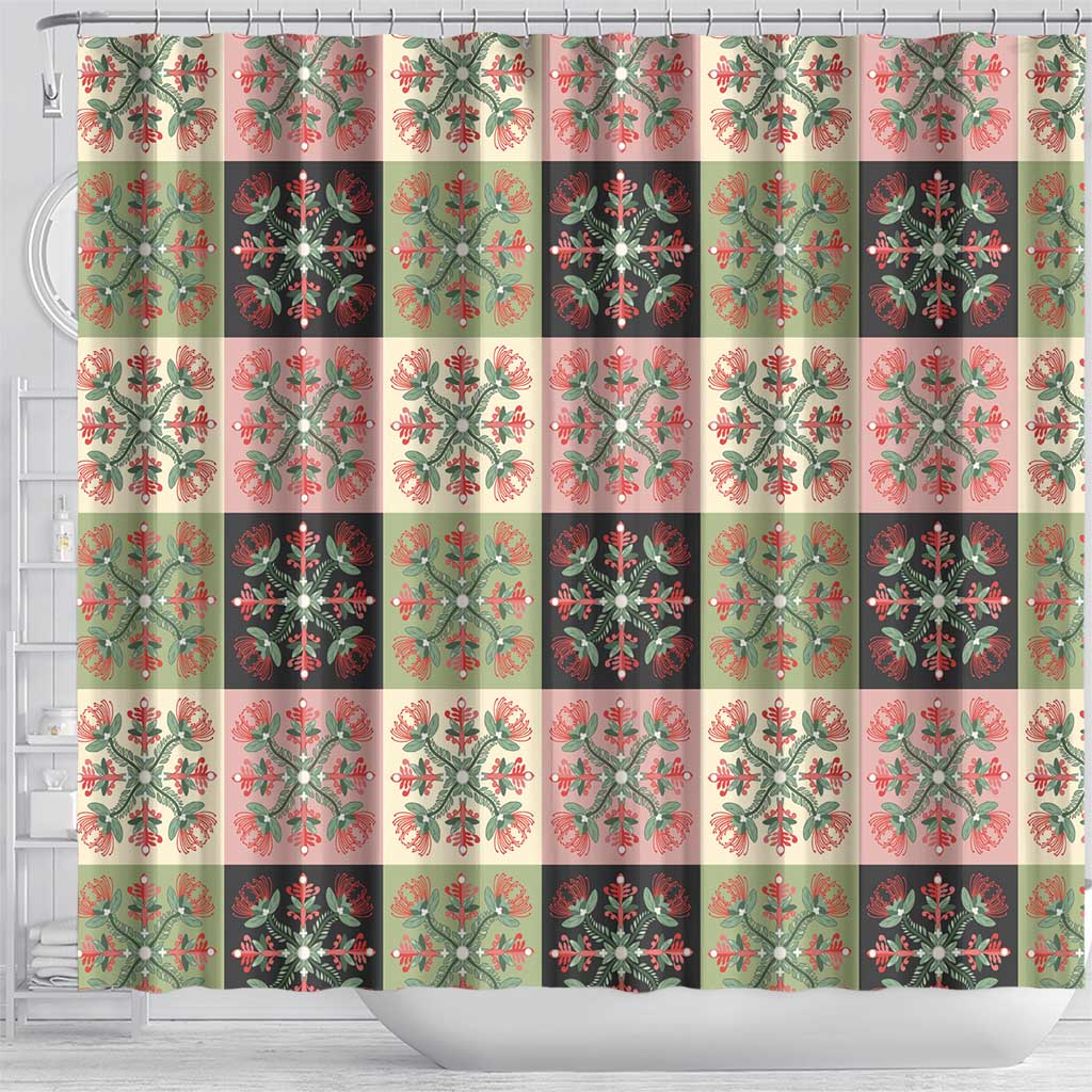 Seamless Pattern Pikake Lei Shower Curtain Floral Squares Pikake LT9 - Polynesian Pride