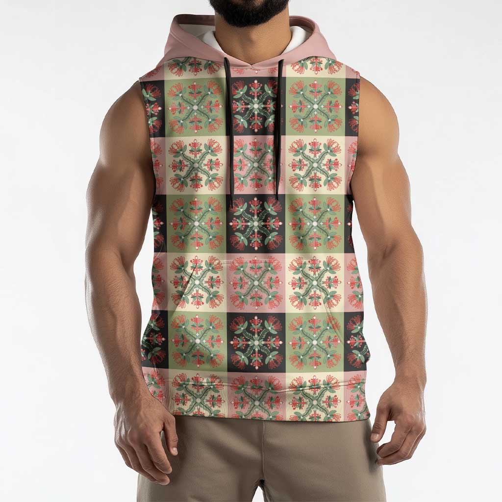 Seamless Pattern Pikake Lei Sleeveless Hoodie Floral Squares Pikake - Polynesian Pride