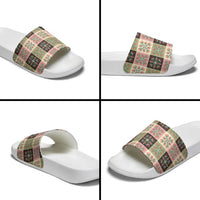 Seamless Pattern Pikake Lei Slide Sandals Floral Squares Pikake LT9 - Polynesian Pride
