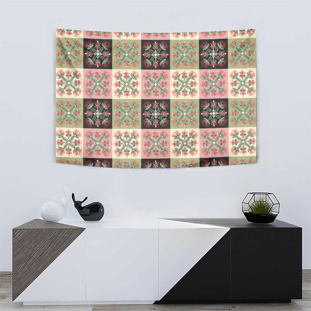 Seamless Pattern Pikake Lei Tapestry Floral Squares Pikake LT9 - Polynesian Pride