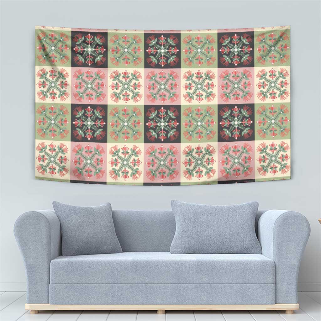 Seamless Pattern Pikake Lei Tapestry Floral Squares Pikake LT9 - Polynesian Pride
