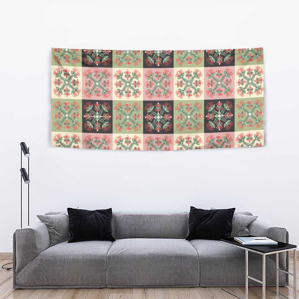 Seamless Pattern Pikake Lei Tapestry Floral Squares Pikake LT9 - Polynesian Pride