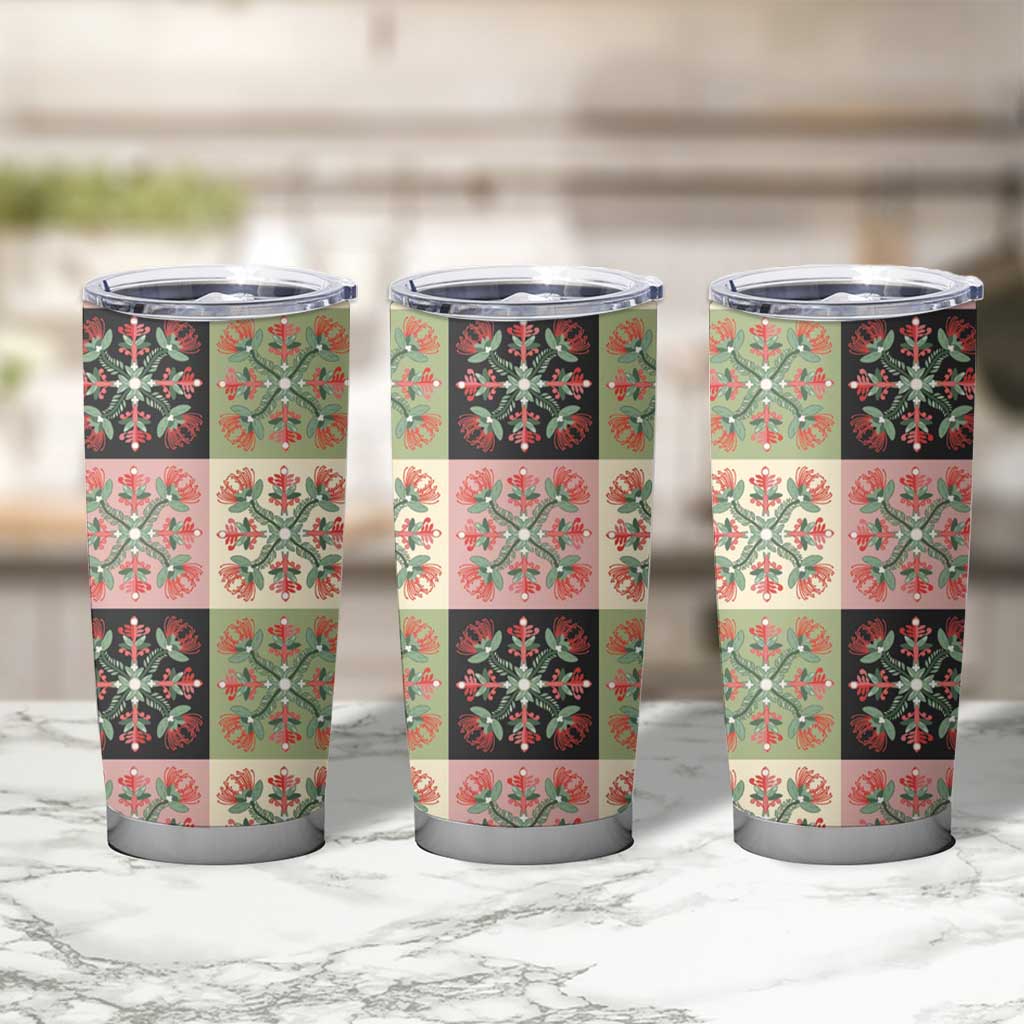 Seamless Pattern Pikake Lei Tumbler Cup Floral Squares Pikake - Polynesian Pride