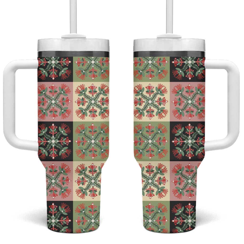 Seamless Pattern Pikake Lei Tumbler With Handle Floral Squares Pikake LT9 One Size: 40 oz Pink - Polynesian Pride