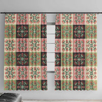 Seamless Pattern Pikake Lei Window Curtain Floral Squares Pikake LT9 With Hooks Pink - Polynesian Pride