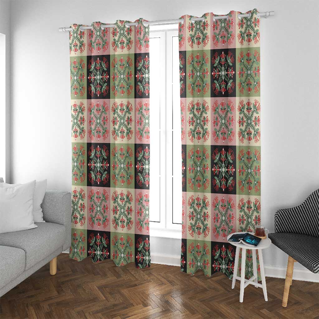 Seamless Pattern Pikake Lei Window Curtain Floral Squares Pikake LT9 With Grommets Pink - Polynesian Pride