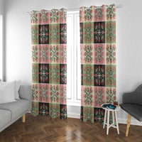 Seamless Pattern Pikake Lei Window Curtain Floral Squares Pikake LT9 With Grommets Pink - Polynesian Pride
