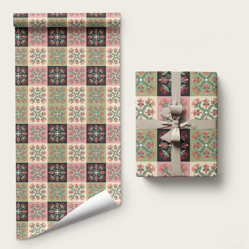Seamless Pattern Pikake Lei Wrapping Paper Floral Squares Pikake LT9 58" × 23" Pink - Polynesian Pride