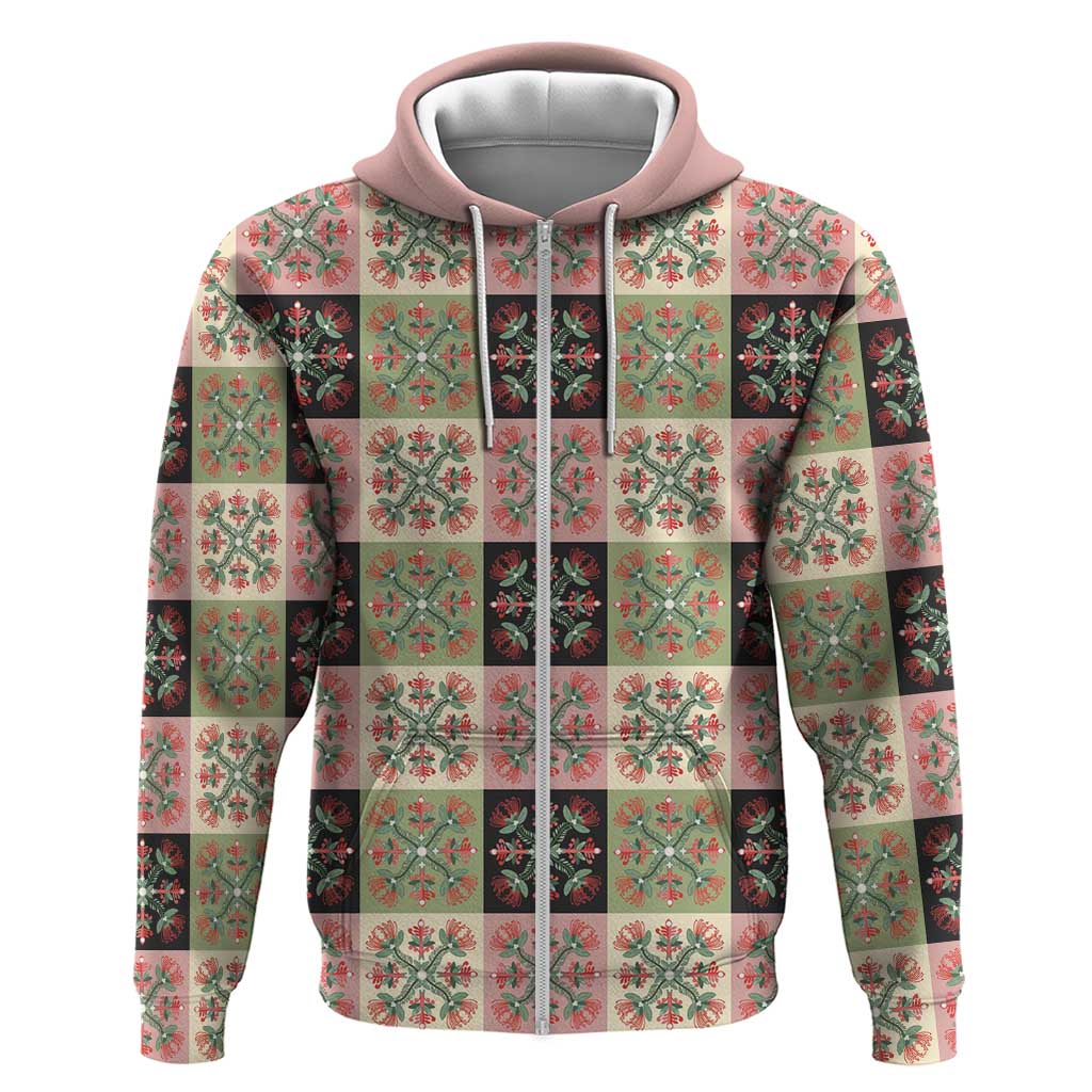 Seamless Pattern Pikake Lei Zip Hoodie Floral Squares Pikake LT9 Zip Hoodie Pink - Polynesian Pride