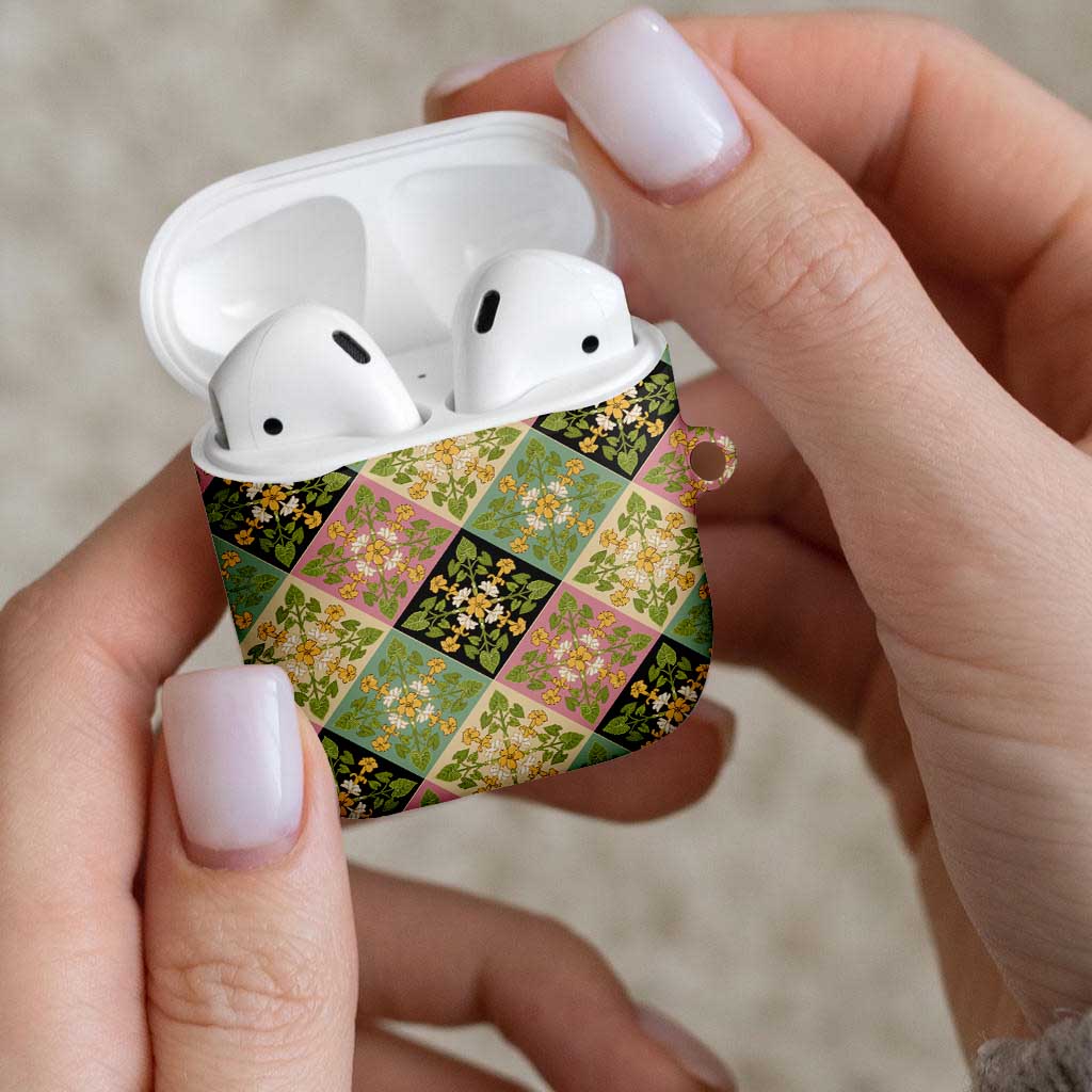 Seamless Pattern Puakenikeni and Kalo AirPods Case - Polynesian Pride