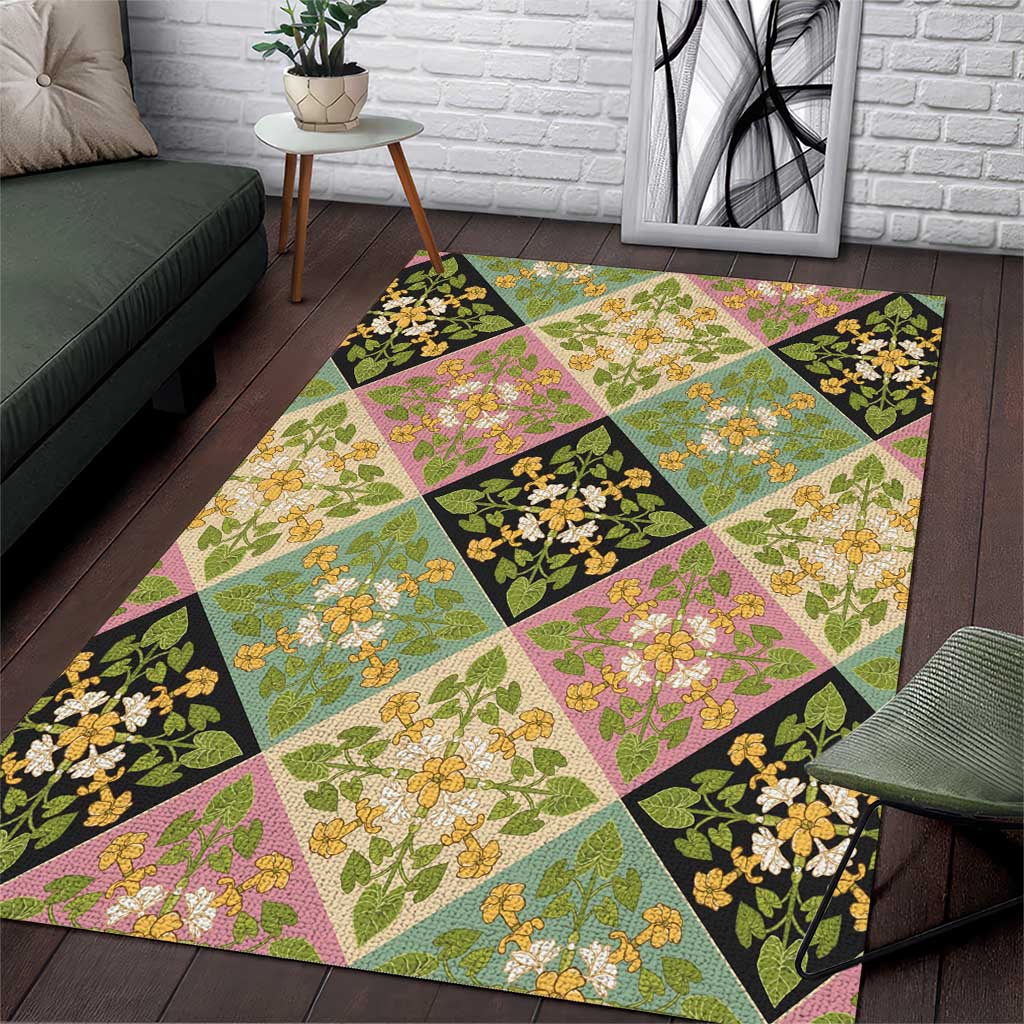 Seamless Pattern Puakenikeni and Kalo Area Rug LT9 Beige - Polynesian Pride