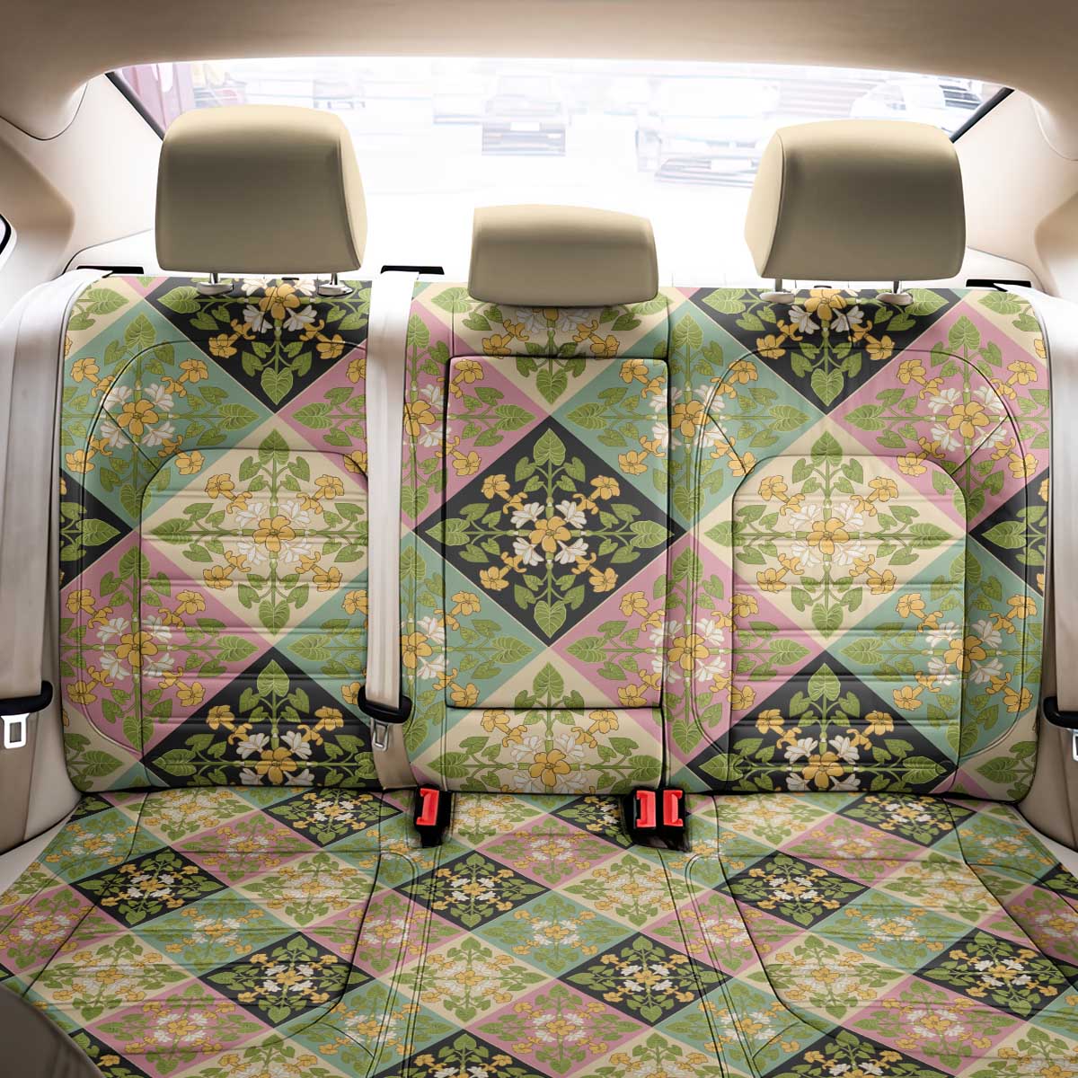 Seamless Pattern Puakenikeni and Kalo Back Car Seat Cover LT9 - Polynesian Pride