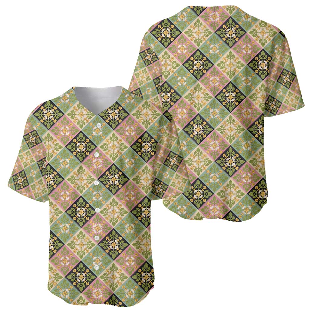 Seamless Pattern Puakenikeni and Kalo Baseball Jersey - Polynesian Pride