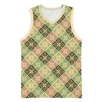 Seamless Pattern Puakenikeni and Kalo Basketball Jersey - Polynesian Pride