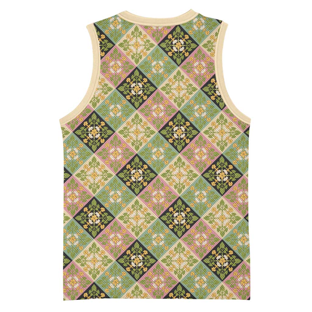 Seamless Pattern Puakenikeni and Kalo Basketball Jersey - Polynesian Pride