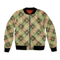 Seamless Pattern Puakenikeni and Kalo Bomber Jacket LT9 Unisex Beige - Polynesian Pride