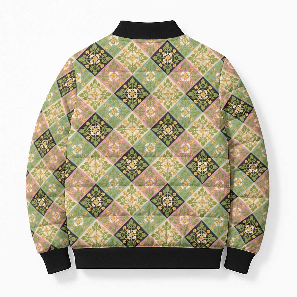 Seamless Pattern Puakenikeni and Kalo Bomber Puffer Jacket - Polynesian Pride