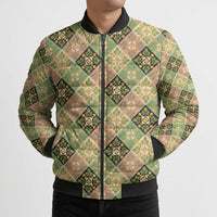 Seamless Pattern Puakenikeni and Kalo Bomber Puffer Jacket - Polynesian Pride
