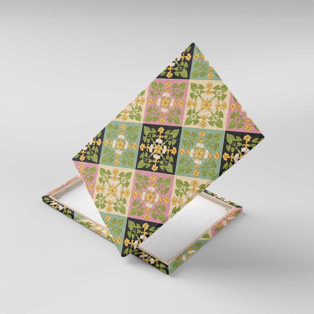 Seamless Pattern Puakenikeni and Kalo Canvas Wall Art - Polynesian Pride