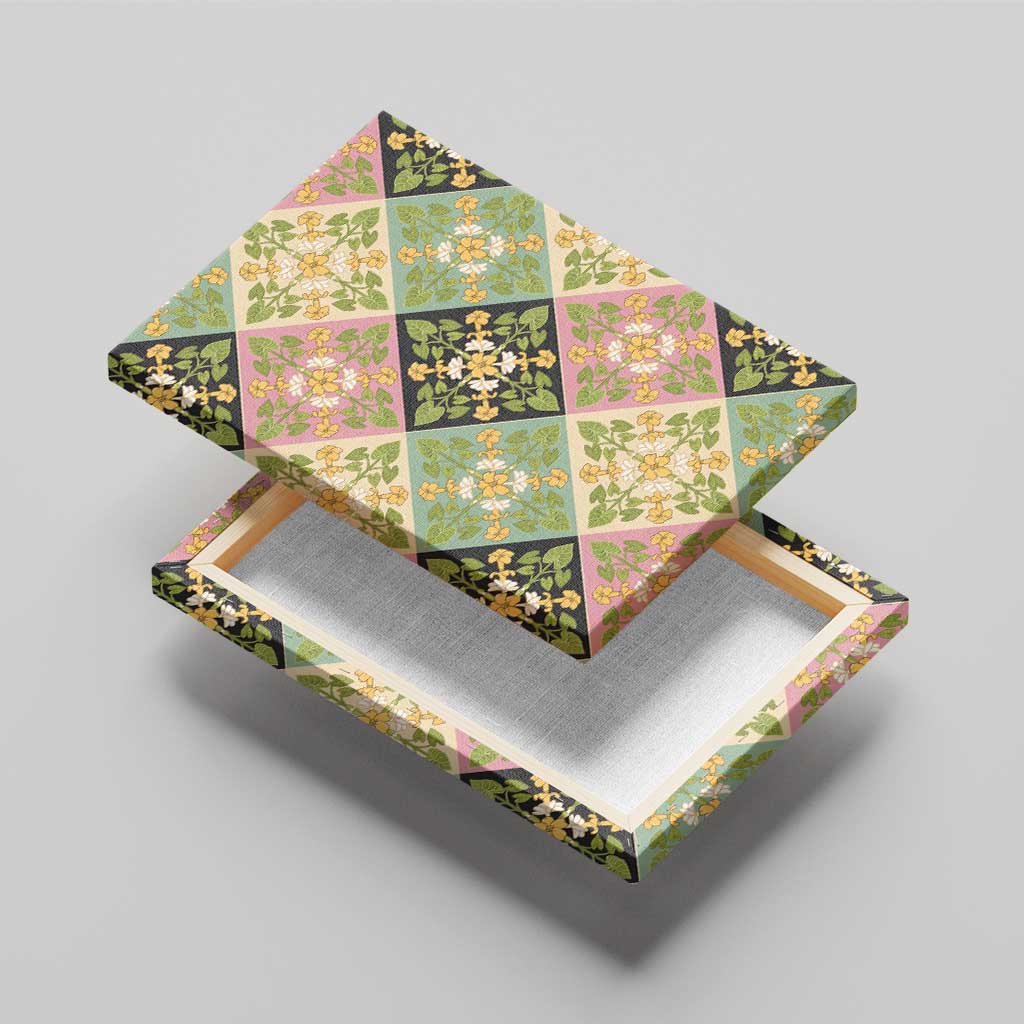 Seamless Pattern Puakenikeni and Kalo Canvas Wall Art - Polynesian Pride