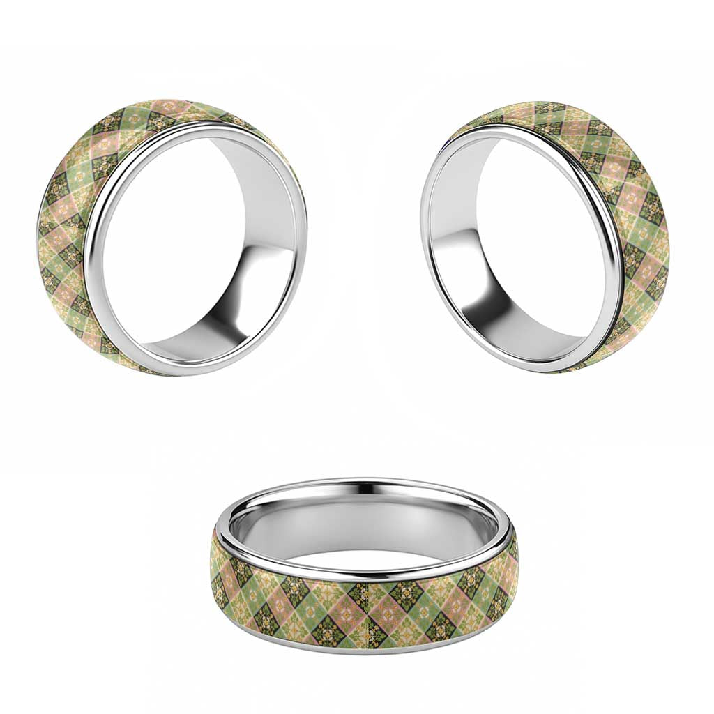 Seamless Pattern Puakenikeni and Kalo Classic Ring - Polynesian Pride