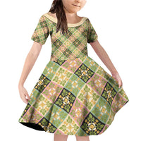 Seamless Pattern Puakenikeni and Kalo Family Matching Off Shoulder Short Dress and Hawaiian Shirt - Polynesian Pride