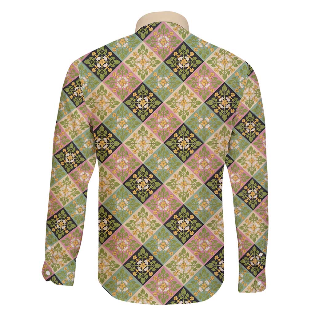 Seamless Pattern Puakenikeni and Kalo Family Matching Short Sleeve Bodycon Dress and Hawaiian Shirt - Polynesian Pride