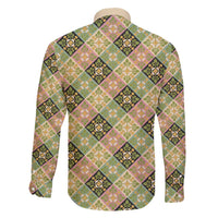 Seamless Pattern Puakenikeni and Kalo Family Matching Short Sleeve Bodycon Dress and Hawaiian Shirt - Polynesian Pride