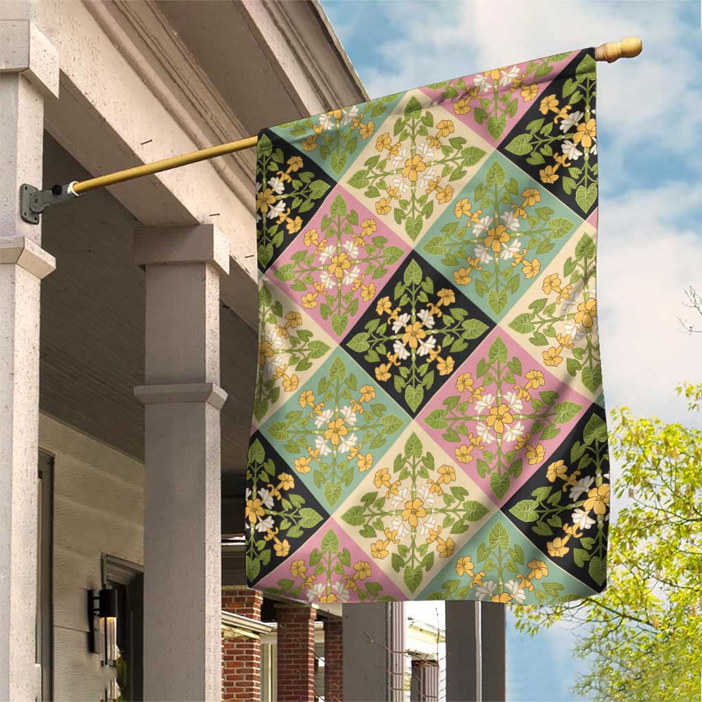 Seamless Pattern Puakenikeni and Kalo Garden Flag LT9 House Flag Beige - Polynesian Pride