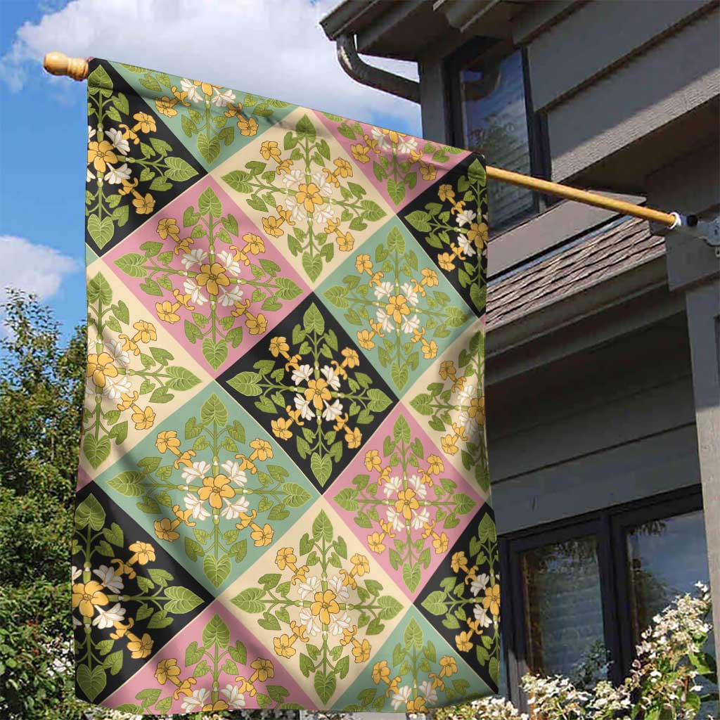 Seamless Pattern Puakenikeni and Kalo Garden Flag LT9 - Polynesian Pride