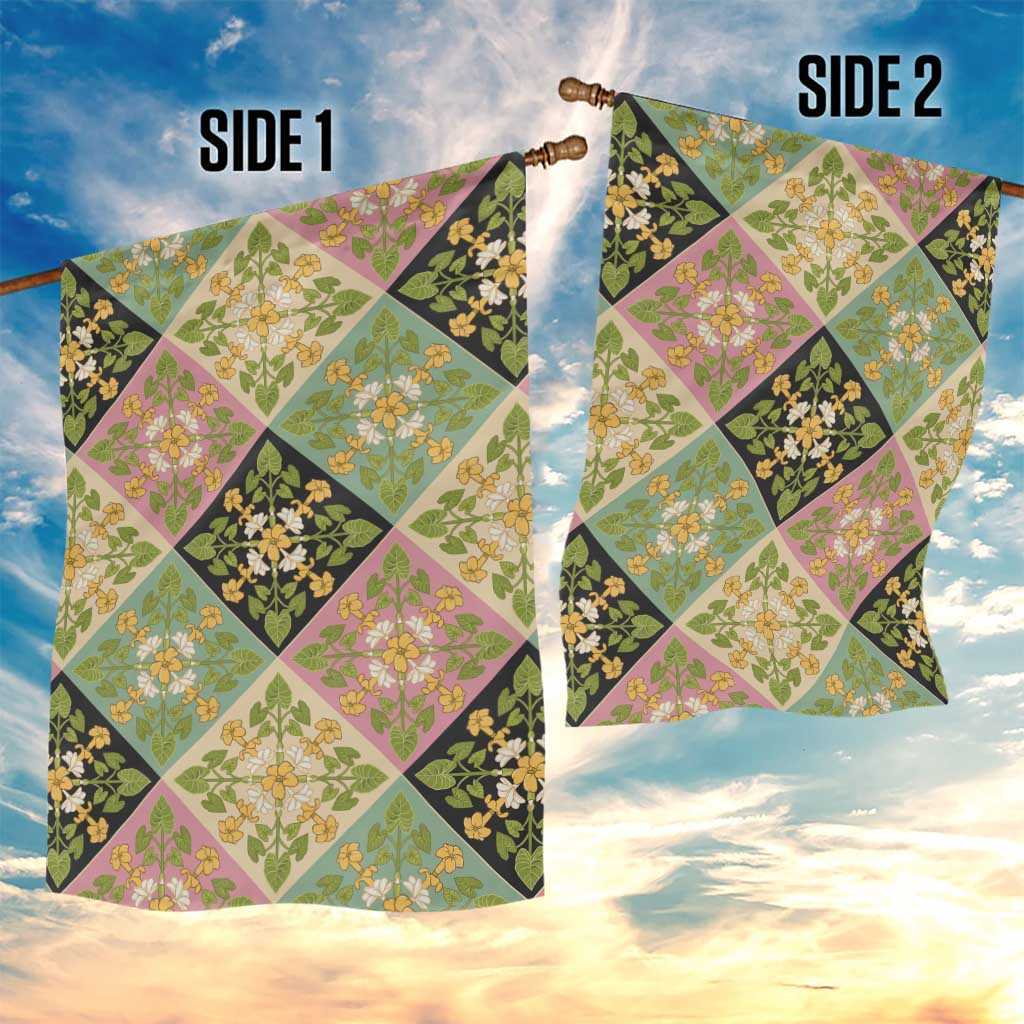 Seamless Pattern Puakenikeni and Kalo Garden Flag LT9 - Polynesian Pride