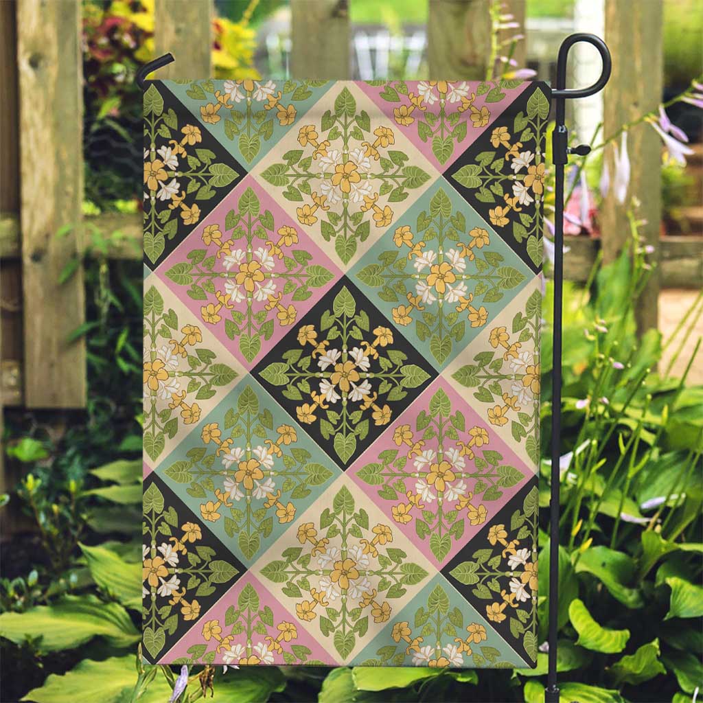 Seamless Pattern Puakenikeni and Kalo Garden Flag LT9 Garden Flag Beige - Polynesian Pride