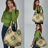 Seamless Pattern Puakenikeni and Kalo Grocery Bag - Polynesian Pride