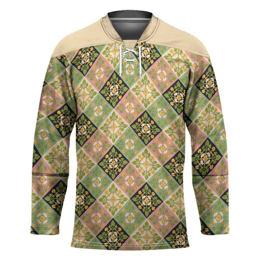 Seamless Pattern Puakenikeni and Kalo Hockey Jersey - Polynesian Pride