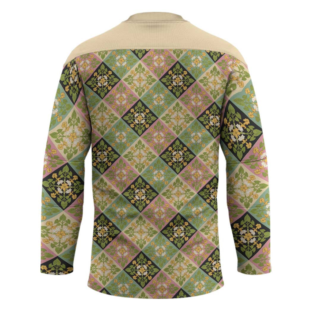 Seamless Pattern Puakenikeni and Kalo Hockey Jersey - Polynesian Pride