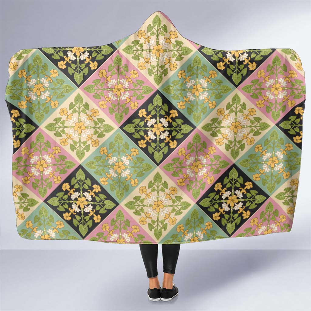 Seamless Pattern Puakenikeni and Kalo Hooded Blanket LT9 One Size Beige - Polynesian Pride