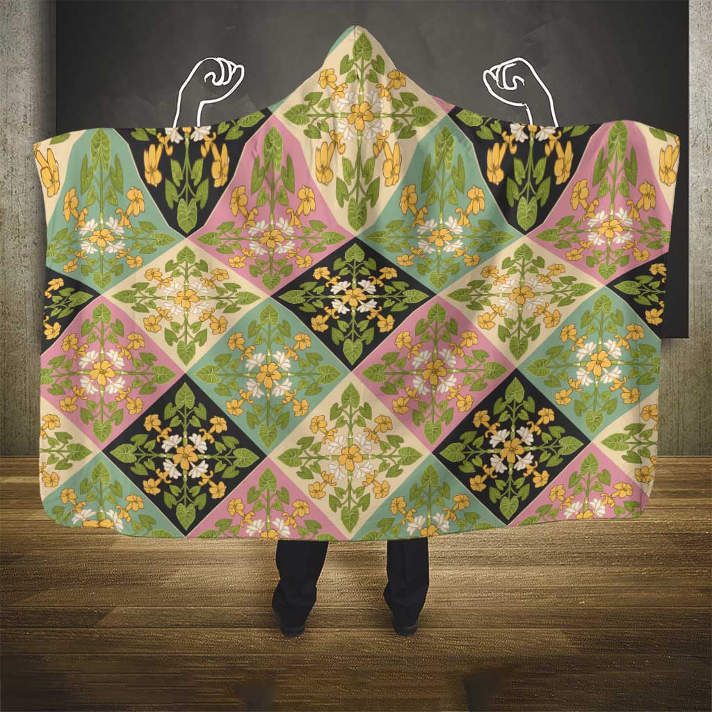 Seamless Pattern Puakenikeni and Kalo Hooded Blanket LT9 - Polynesian Pride