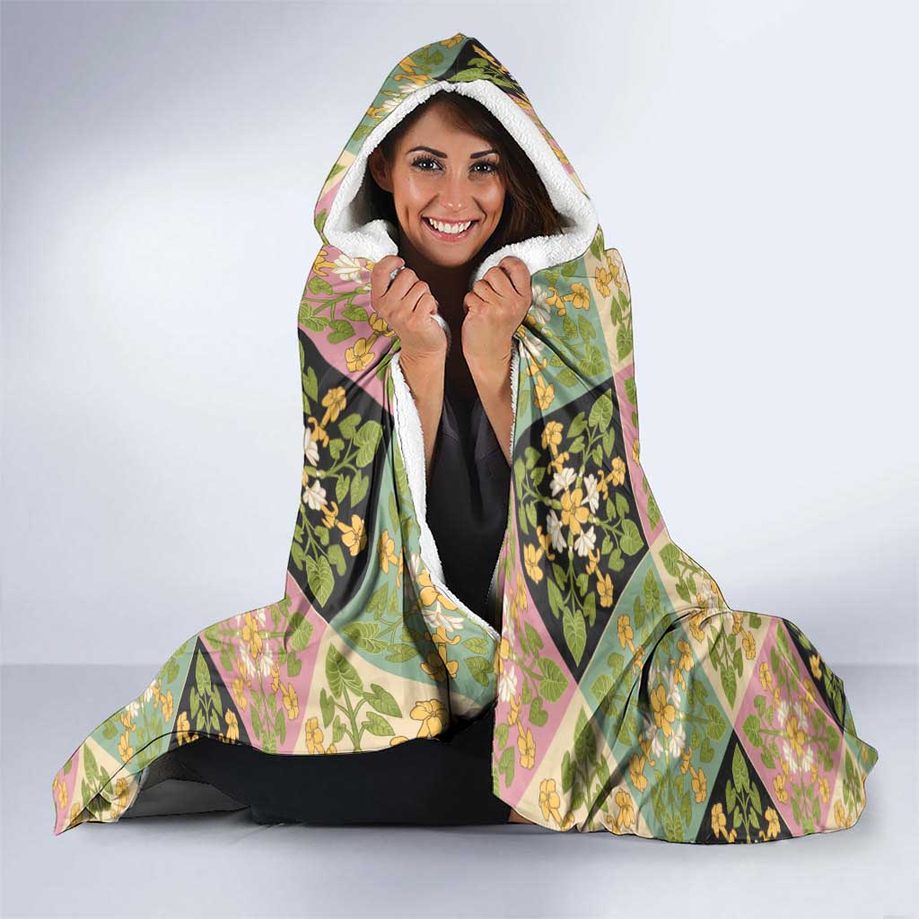 Seamless Pattern Puakenikeni and Kalo Hooded Blanket LT9 - Polynesian Pride
