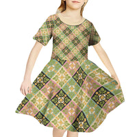Seamless Pattern Puakenikeni and Kalo Kid Short Sleeve Dress - Polynesian Pride