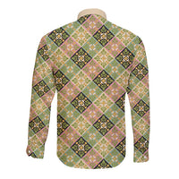 Seamless Pattern Puakenikeni and Kalo Long Sleeve Button Shirt LT9 - Polynesian Pride