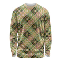 Seamless Pattern Puakenikeni and Kalo Long Sleeve Shirt LT9 Unisex Beige - Polynesian Pride