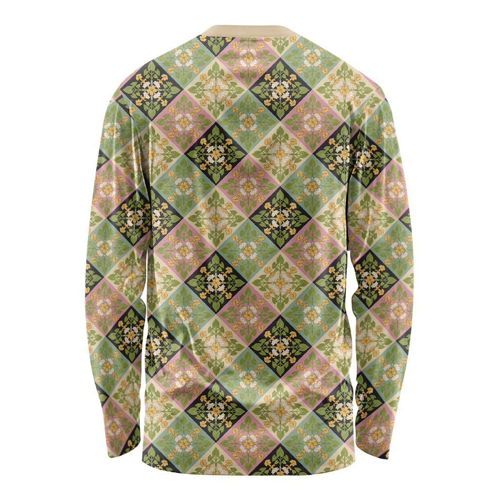 Seamless Pattern Puakenikeni and Kalo Long Sleeve Shirt LT9 - Polynesian Pride