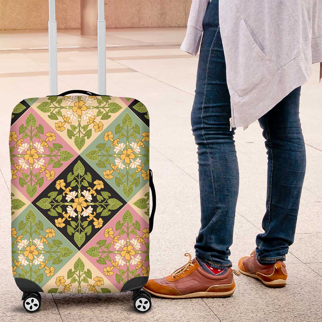 Seamless Pattern Puakenikeni and Kalo Luggage Cover LT9 Beige - Polynesian Pride