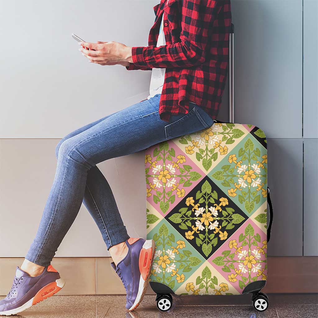 Seamless Pattern Puakenikeni and Kalo Luggage Cover LT9 - Polynesian Pride