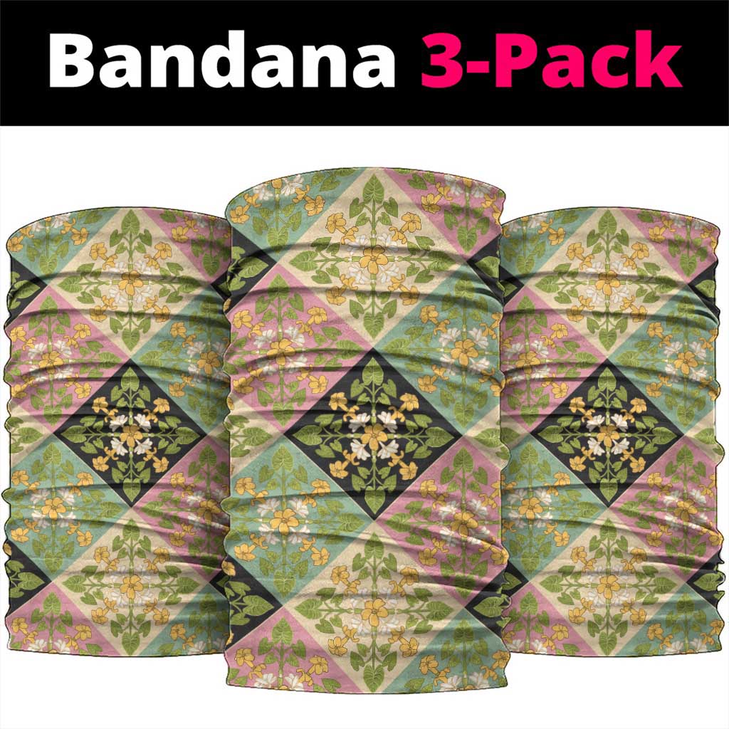 Seamless Pattern Puakenikeni and Kalo Neck Gaiter LT9 package One Size: 25*50cm Beige - Polynesian Pride