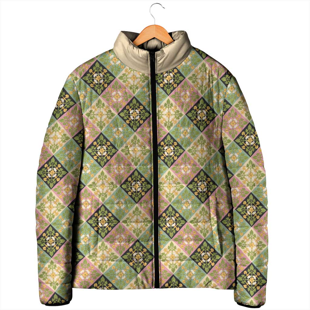 Seamless Pattern Puakenikeni and Kalo Padded Jacket - Polynesian Pride