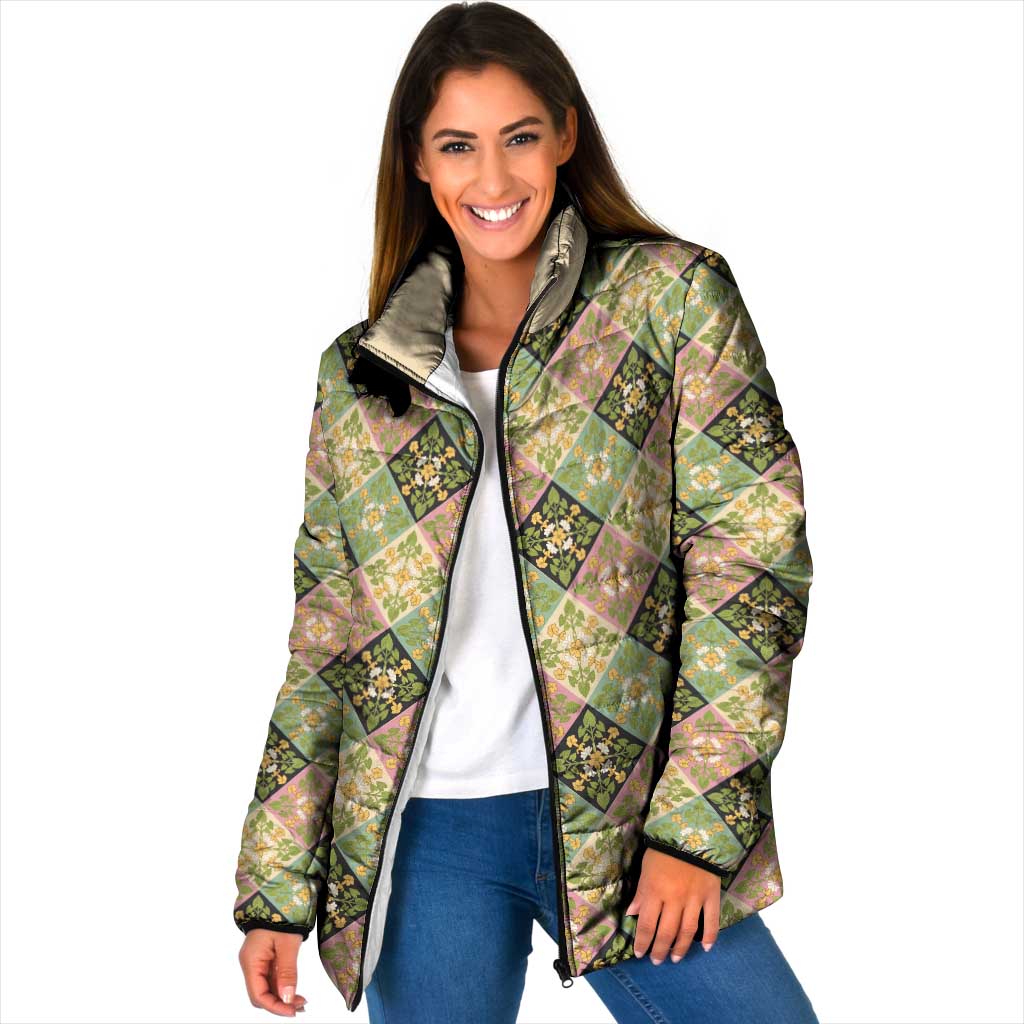 Seamless Pattern Puakenikeni and Kalo Padded Jacket - Polynesian Pride