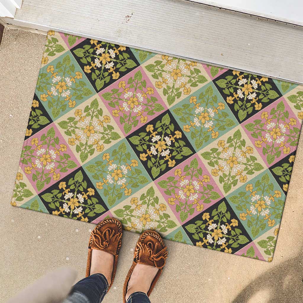 Seamless Pattern Puakenikeni and Kalo Rubber Doormat - Polynesian Pride